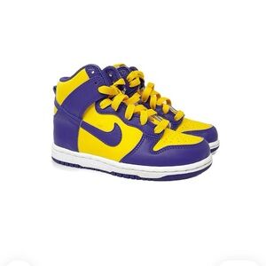 Kids Nike High-Top Sneakers - Purple and Yellow